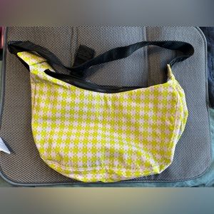 Baggu Pink Pistachio Pixel Gingham medium crescent